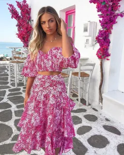 Sheike Ditsy Floral Top & Skirt Set Pink Size 14 for rent on The Volte - image 6