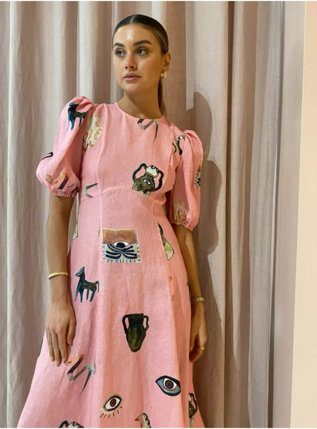 Alemais Cleo Midi Dress in Pink Size AU 12 for rent on The Volte - main image