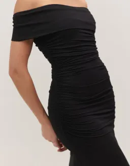 Minima Esenciales Milana Off Shoulder Ruched Dress Black Size AU 12 for rent on The Volte - image 2