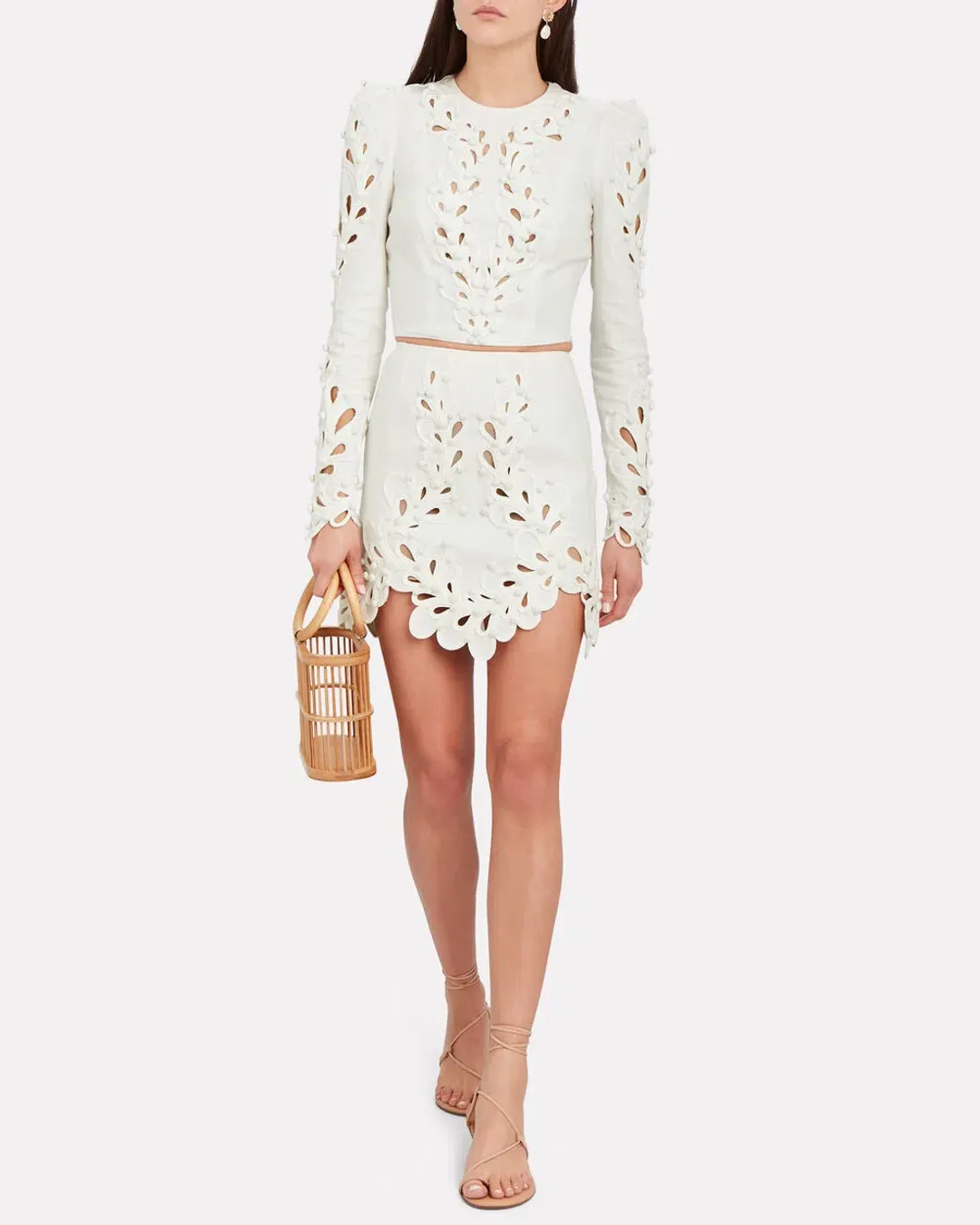 Zimmermann Brightside Rouleaux Mini Skirt Ivory Size 2 / AU 12 for rent on The Volte - main image