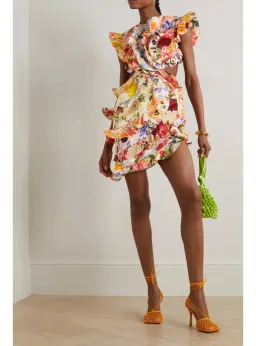 Zimmermann Wonderland Frill Mini Dress Patchwork Paisley Size 1 / AU 10 for rent on The Volte - image 1