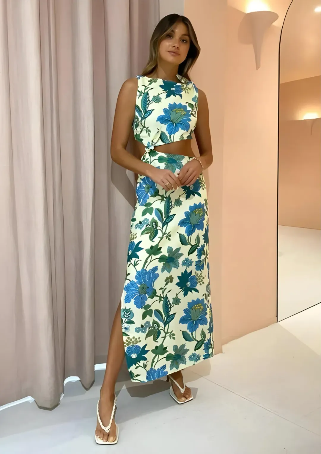 Sir the Label Alexandre Tie Midi Dress in Marguerite Floral Print Size 1 / AU 8 for rent on The Volte - main image