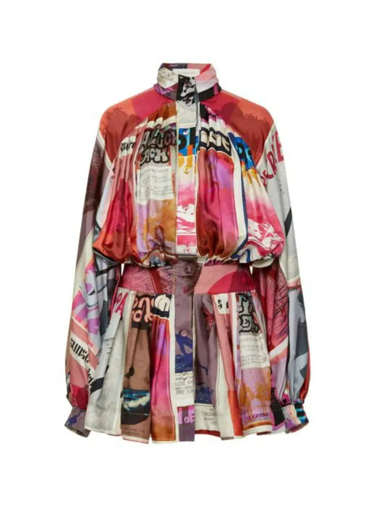 Zimmermann Wavelength Sleeve Mini Dress Pink Poster Print Size 0 / AU 8 - Image 4