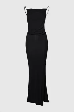 Christopher Esber Sculptured Strapped Ruched Dress Black Size 14 AU for rent on The Volte - image 3