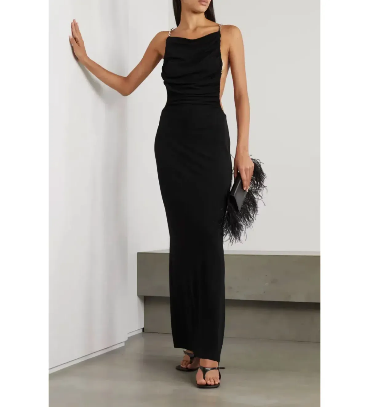 Christopher Esber Sculptured Strapped Ruched Dress Black Size 14 AU for rent on The Volte - main image