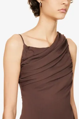 Christopher Esber Cowl Drape Dress Chocolate Size 14 AU for rent on The Volte - image 4