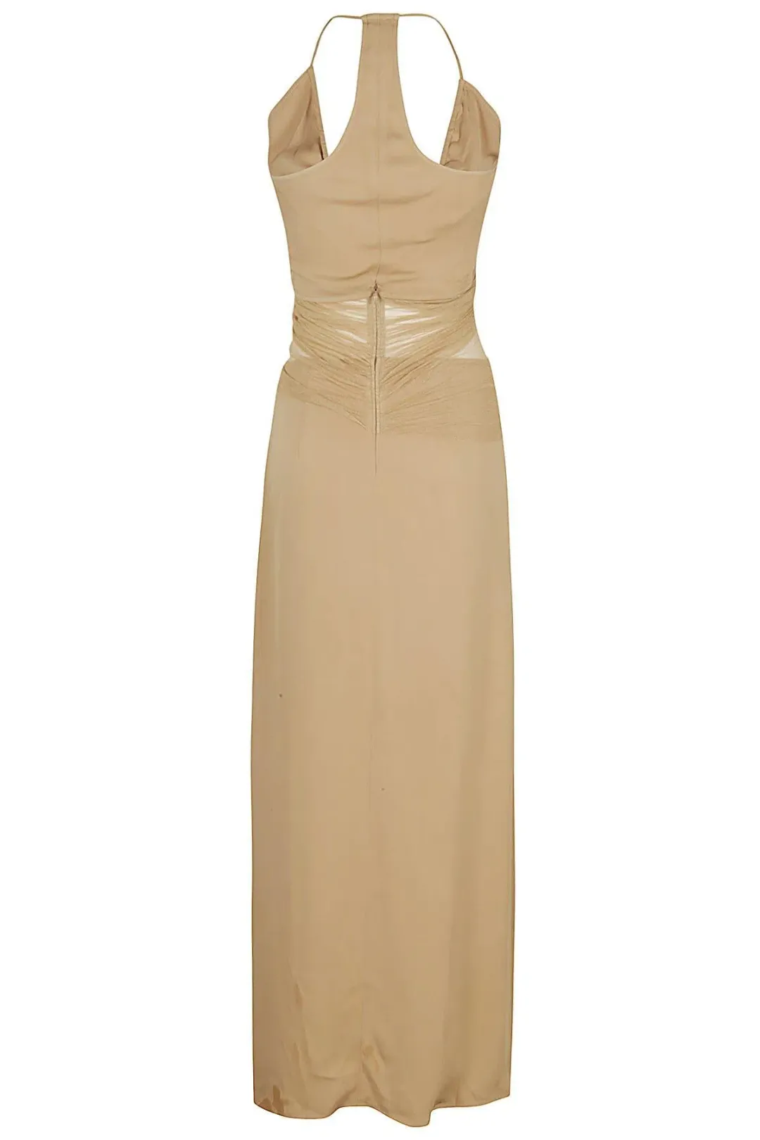 Christopher Esber Tulle Panel Back Halter Dress Tannin Size 4 AU for rent on The Volte - main image