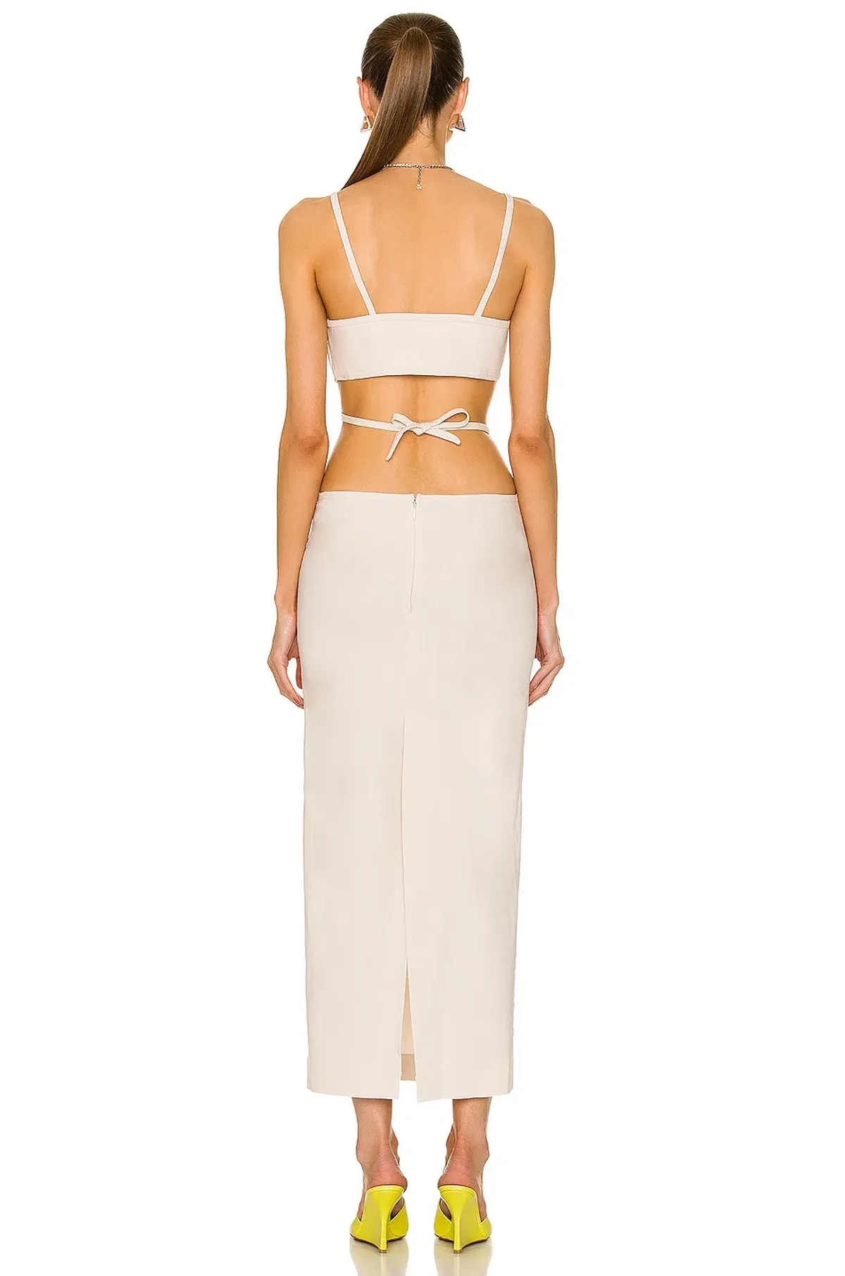 Christopher Esber Cross Bandeau Tie Dress Bone Size 14 AU - Image 4