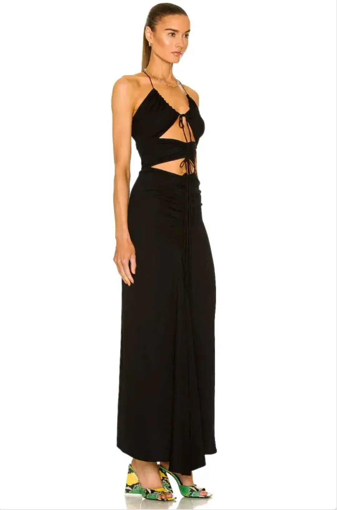 Christopher Esber Black Multi Panel Disconnect Ruched Halter Dress - Size 10 AU for rent on The Volte - main image