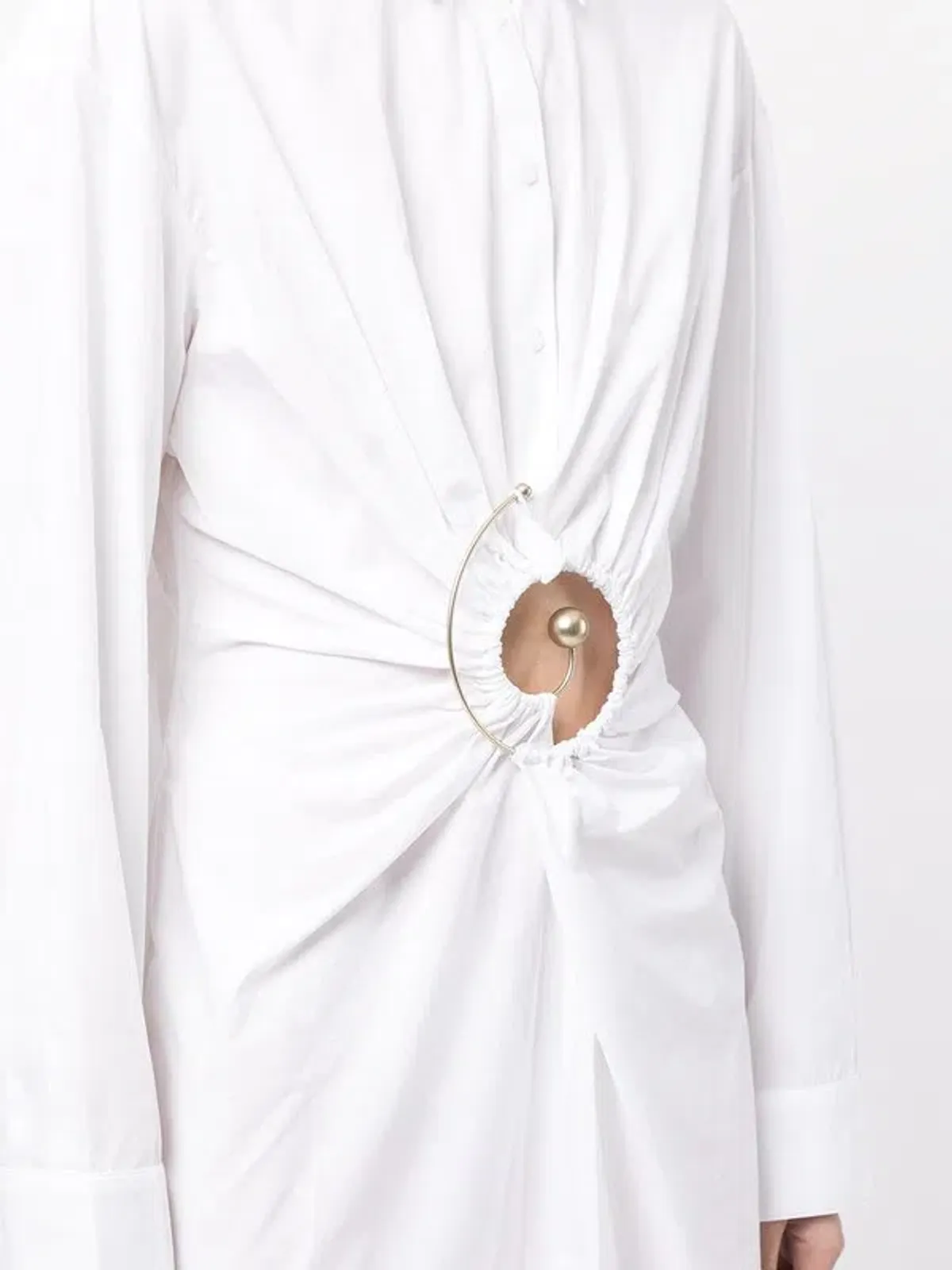Christopher Esber Spiral Ruched Shirt Dress White Size 4 AU - Image 3
