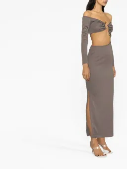 Christopher Esber Distort Quartz Shoulderless Dress Cinder Size 12 AU for rent on The Volte - image 1