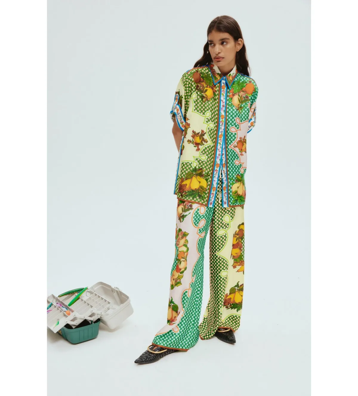 Alemais Lemonis Silk Shirt and Pants Set Multi Size 12 - Image 1