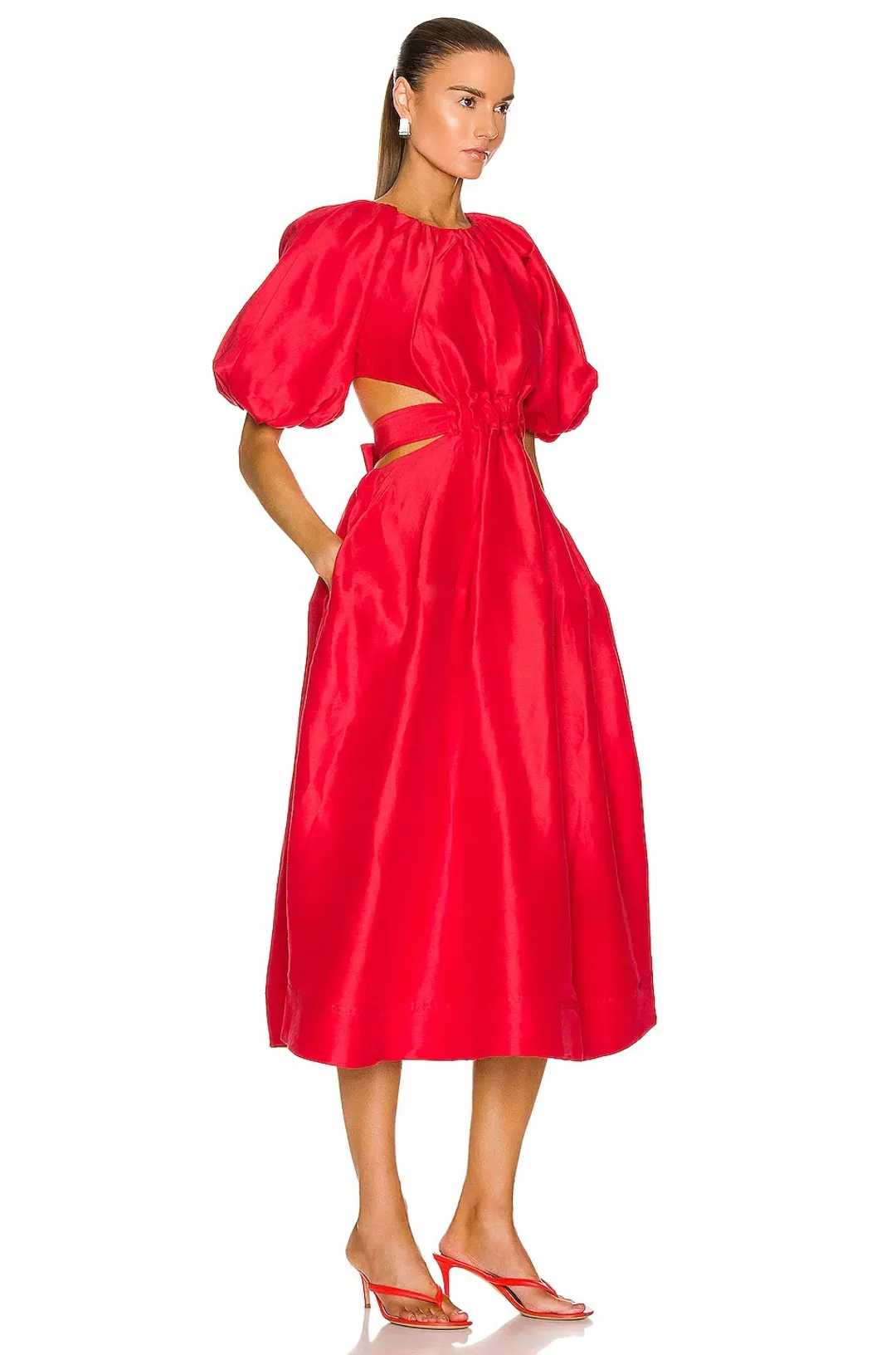Aje Mimosa Cut-out Midi Dress Scarlet Red Size 6 for rent on The Volte - main image