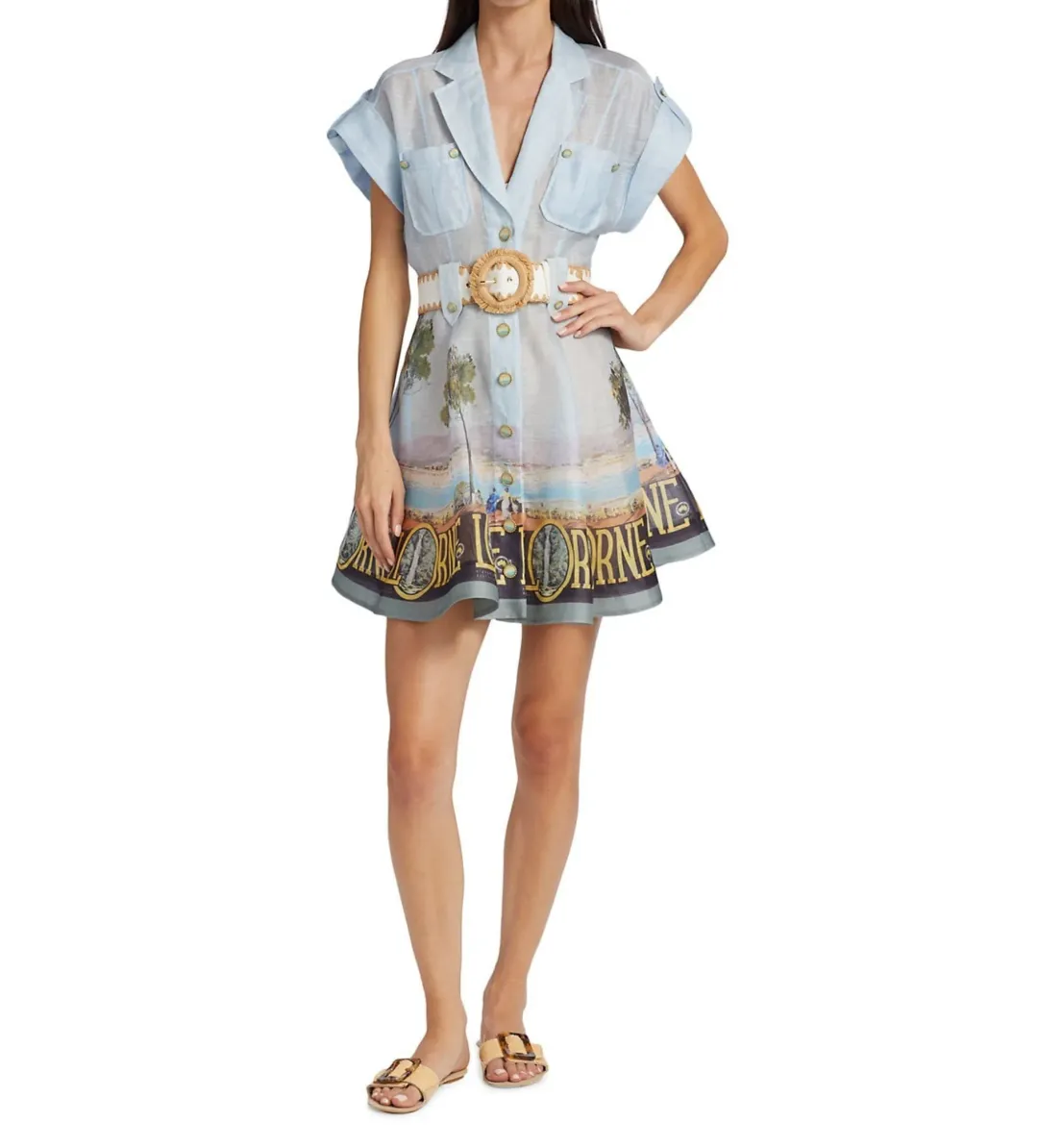 Zimmermann Postcard Shirt Mini Dress Lorne Print Size 1 / AU 10 for rent on The Volte - main image