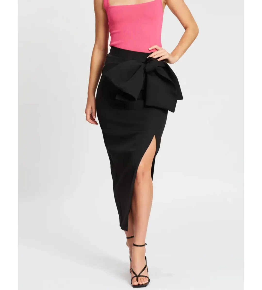 By Johnny Betina Bow Split Skirt Black Size 8 for rent on The Volte - main image