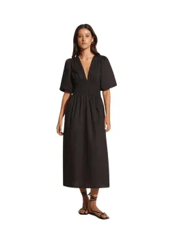 Faithfull The Brand Agnata Midi Dress Black Size 6 for rent on The Volte - image 1
