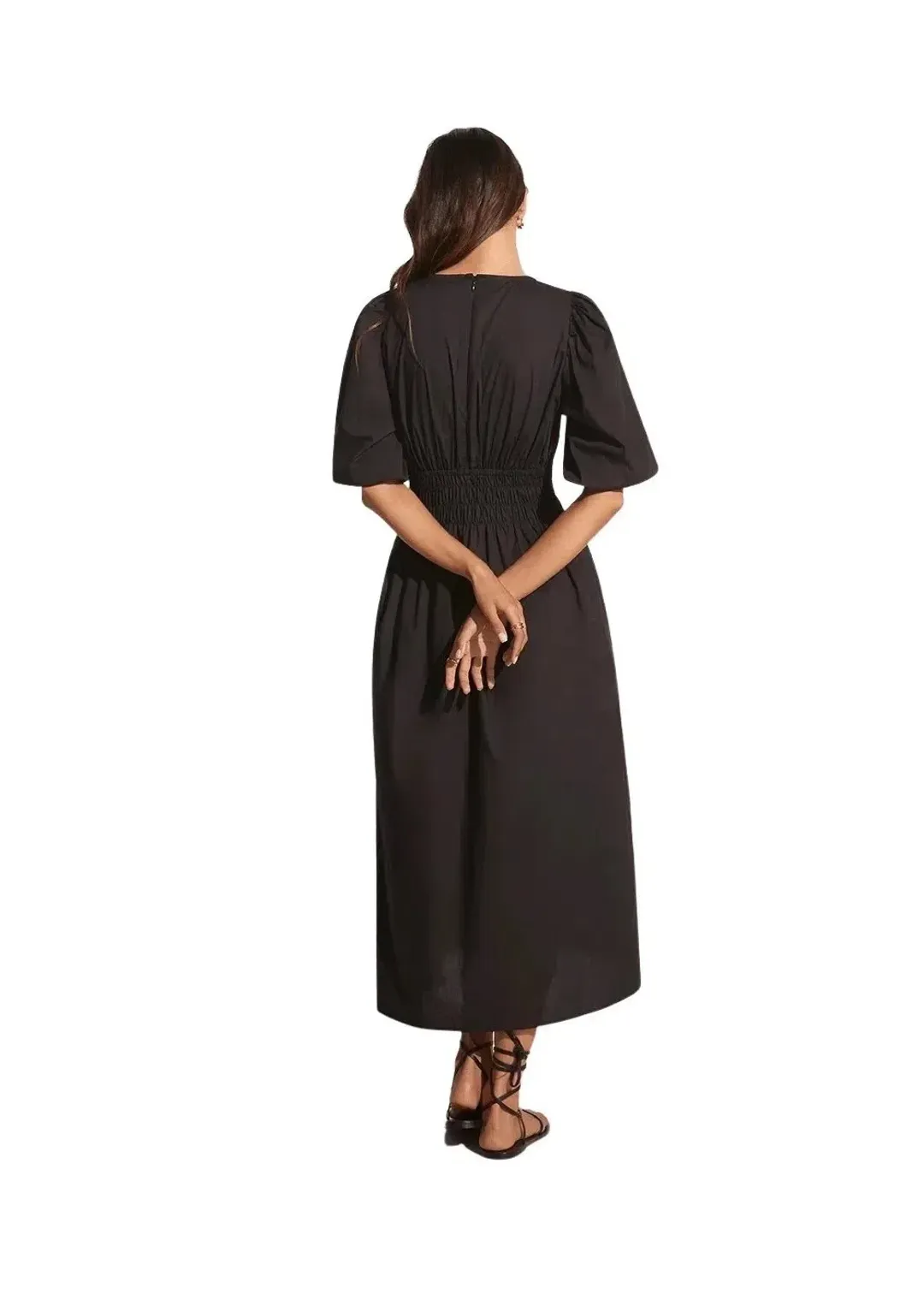 Faithfull The Brand Agnata Midi Dress Black Size 6 for rent on The Volte - main image