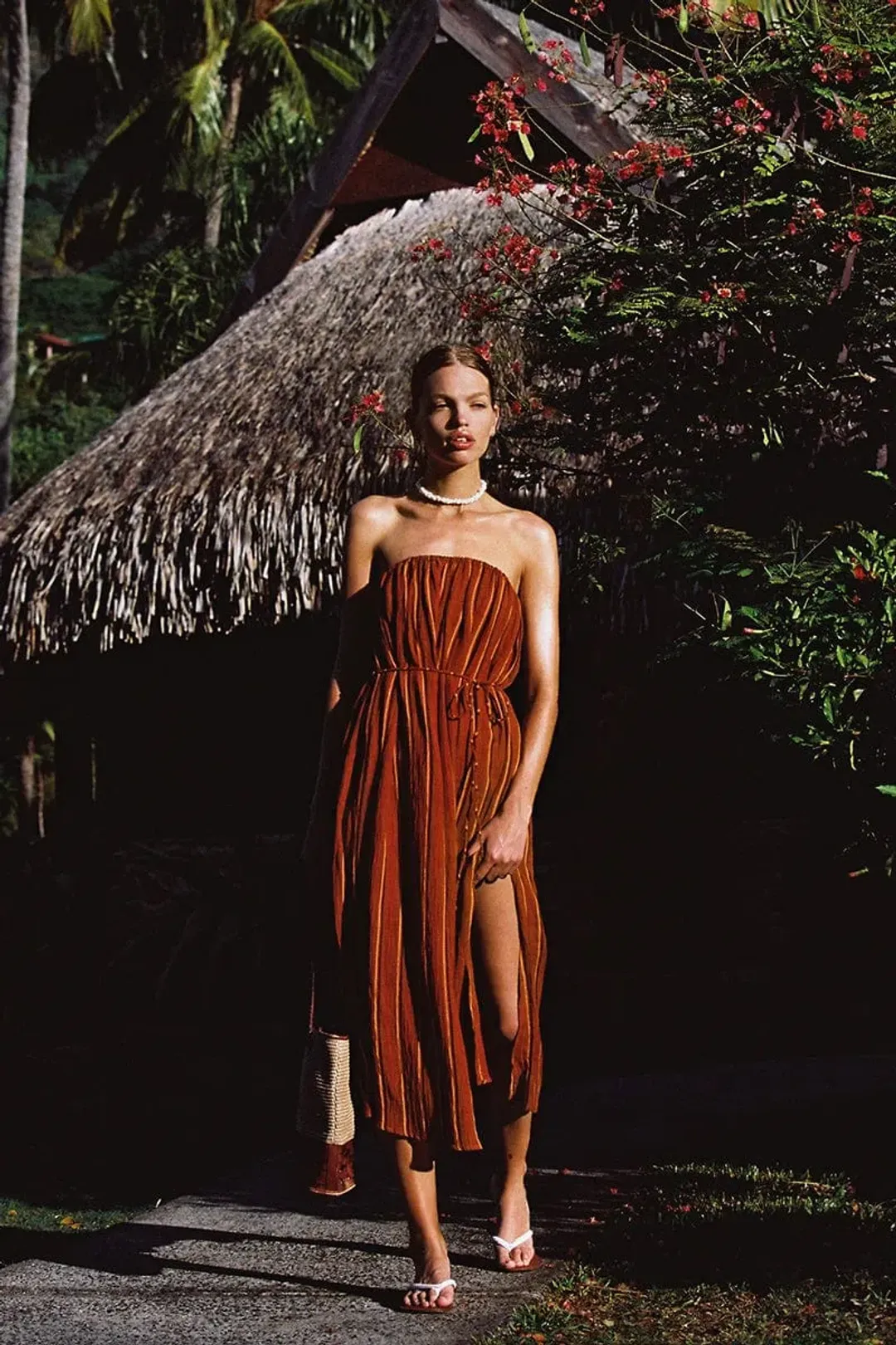 Faithfull The Brand Luannah Midi Dress Aria Stripe Size 8 for rent on The Volte - main image