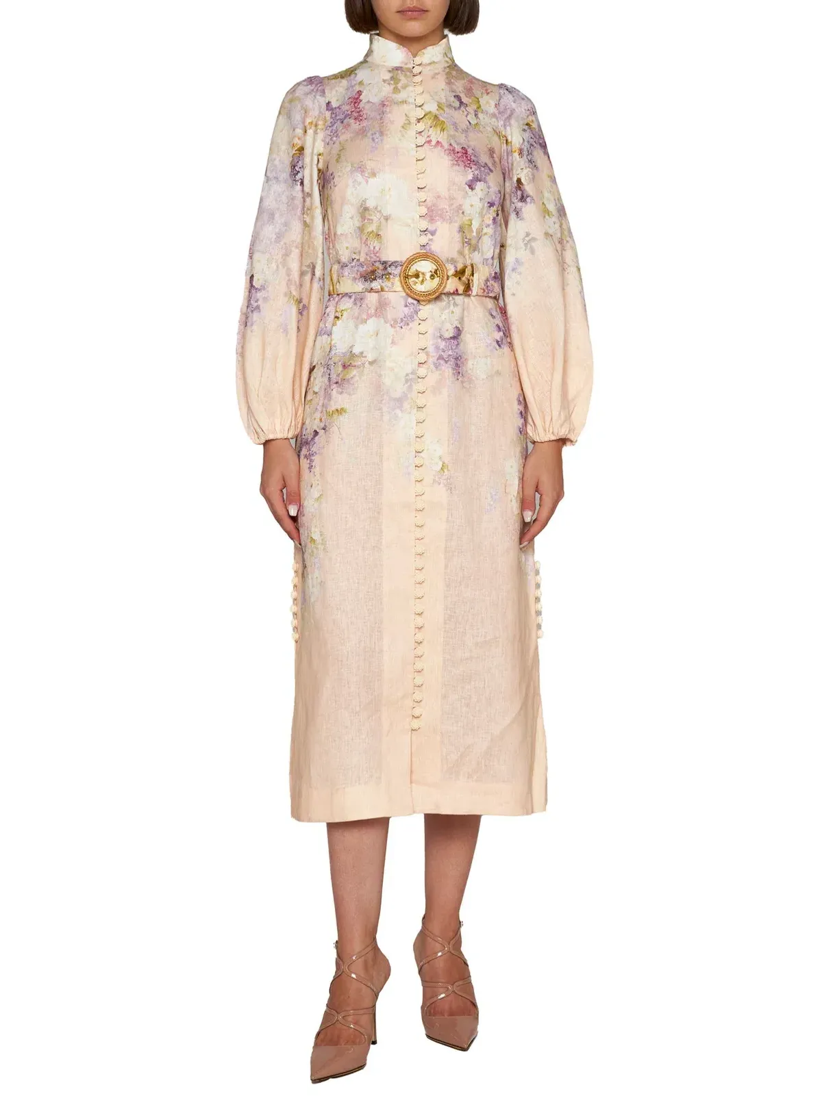 Zimmermann Lyrical Buttoned Midi Dress in Dreamy Floral Size 1/ AU 10 for rent on The Volte - main image