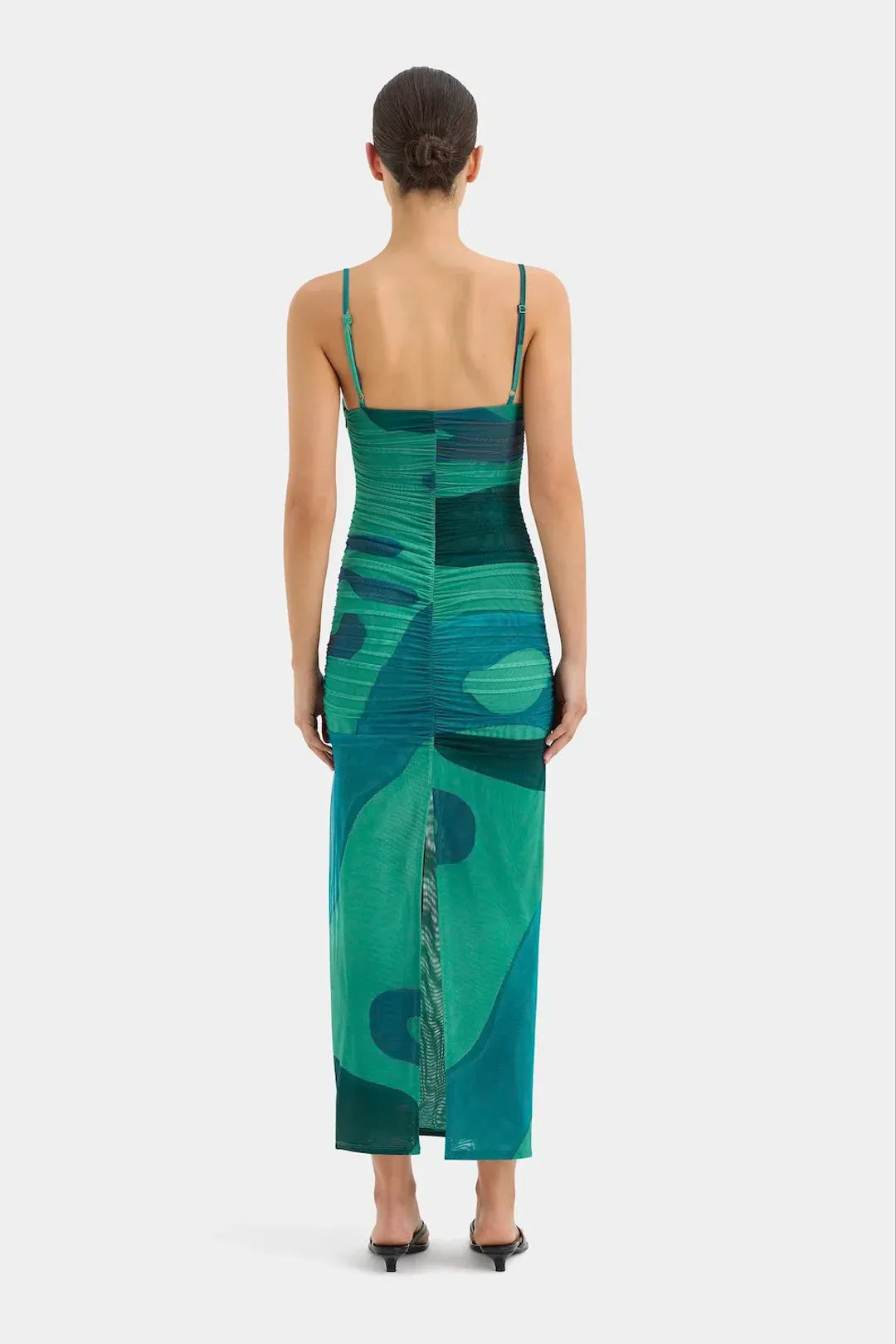 Sir the Label Frankie Gathered Midi Dress Emerald Reflection Size 10 for rent on The Volte - main image