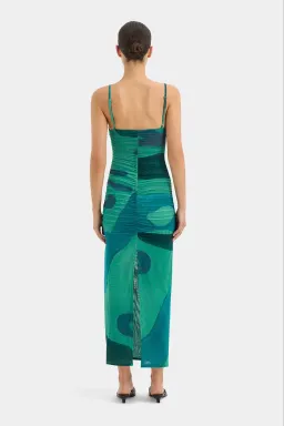 Sir the Label Frankie Gathered Midi Dress Emerald Reflection Size 10 for rent on The Volte - image 3