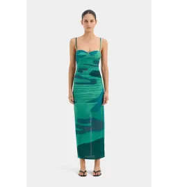 Sir the Label Frankie Gathered Midi Dress Emerald Reflection Size AU 14 for rent on The Volte - image 1