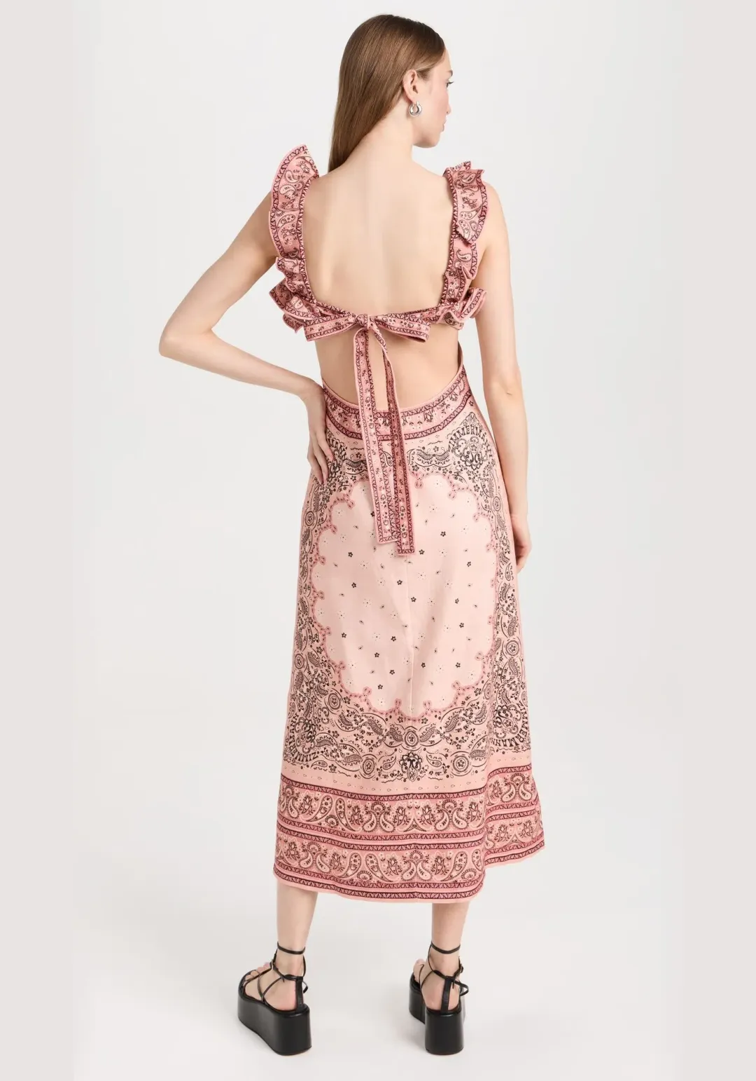 Zimmermann Matchmaker Frilled Midi in Pink Bandana Size 1/Au 10 for rent on The Volte - main image