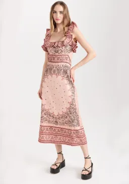 Zimmermann Matchmaker Frilled Midi in Pink Bandana Size 1/Au 10 for rent on The Volte - image 2