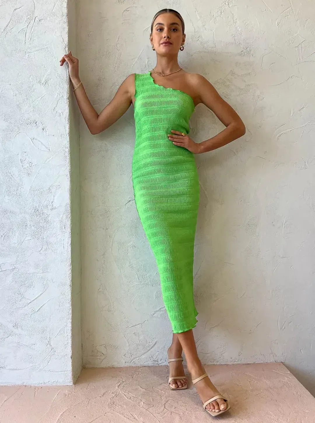Lidee Gigi Smocking Midi Gown Green Size 6 for rent on The Volte - main image