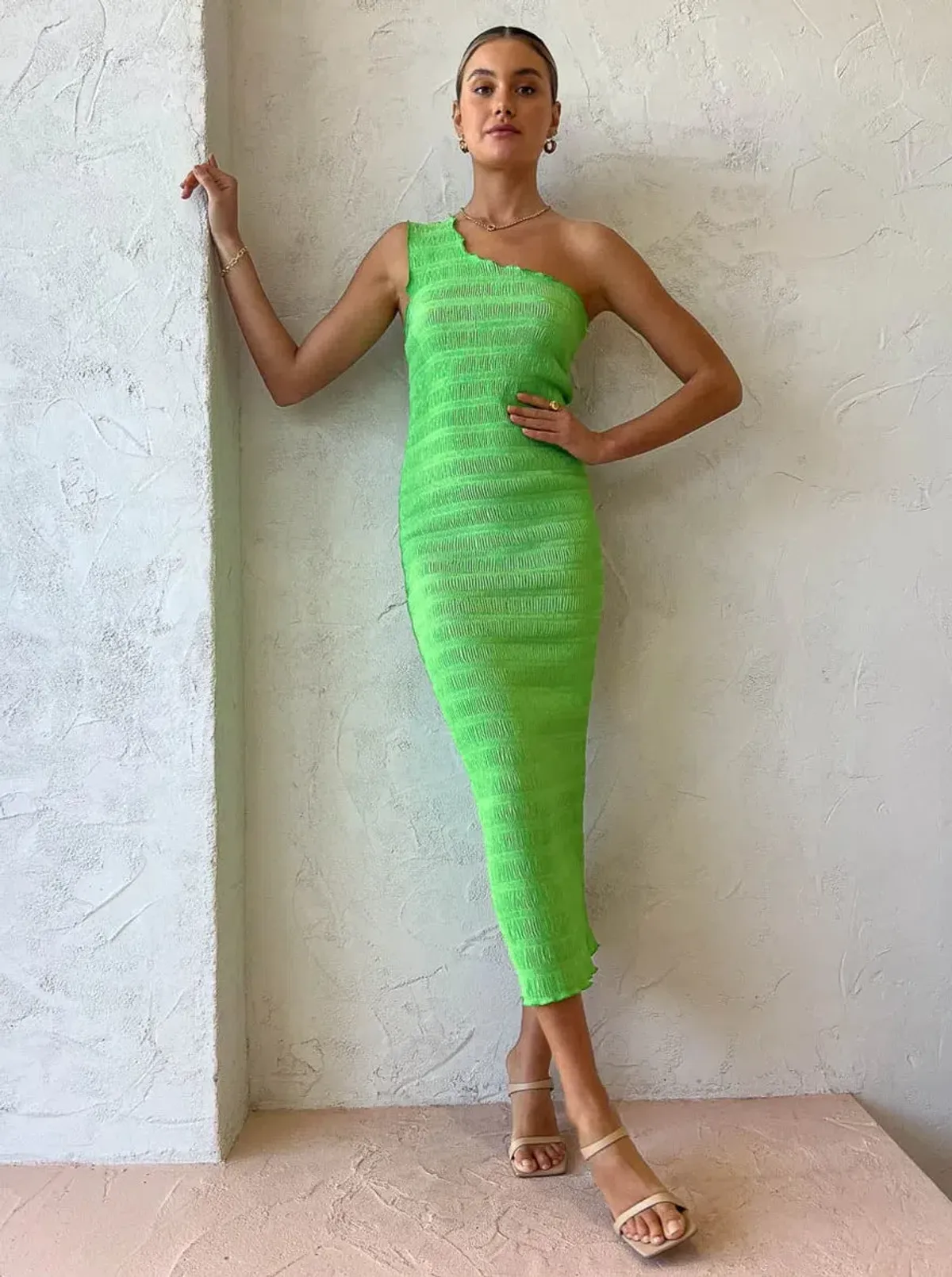 Lidee Gigi Smocking Midi Gown Green Size 6 - Image 3
