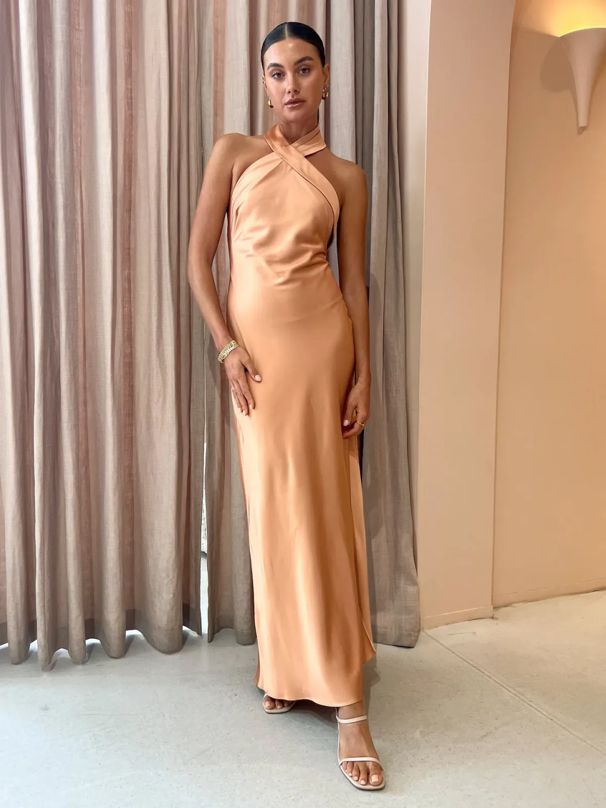 Significant Other Aida Midi Dress In Caramel Size 6 - Image 1