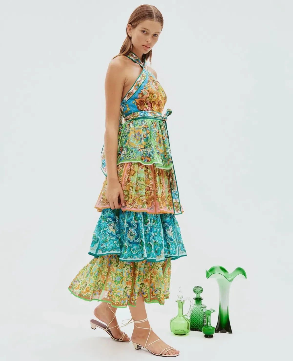 Alemais Dreamer Halter Tier Dress in Multi Size 10 - Image 2