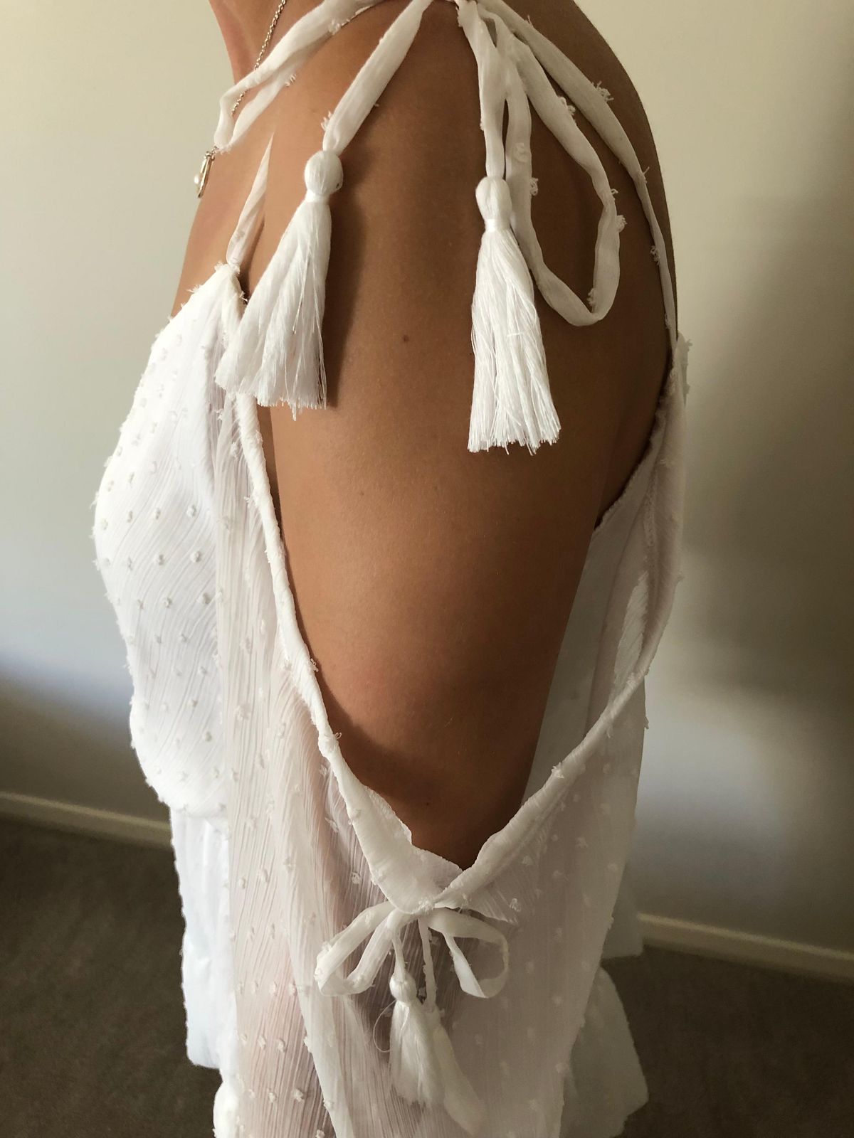 By Nicola Damsel Dress in White Dot Size 8 - Image 3