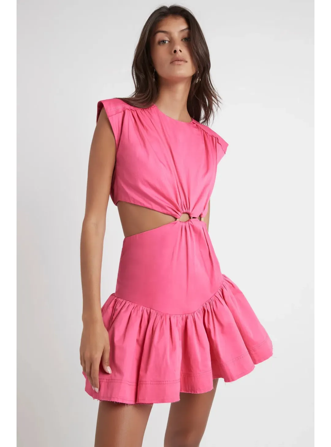 Aje Solstice Cut Out Ring Flip Mini Dress Pink Size AU 8 for rent on The Volte - main image