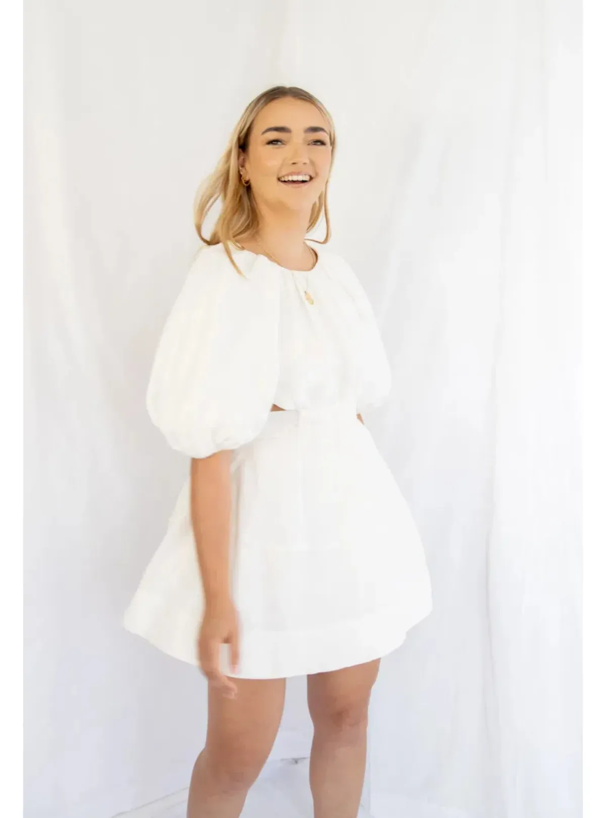 Aje Mimosa Cut Out Mini Dress in Ivory Size AU 6 - Image 6