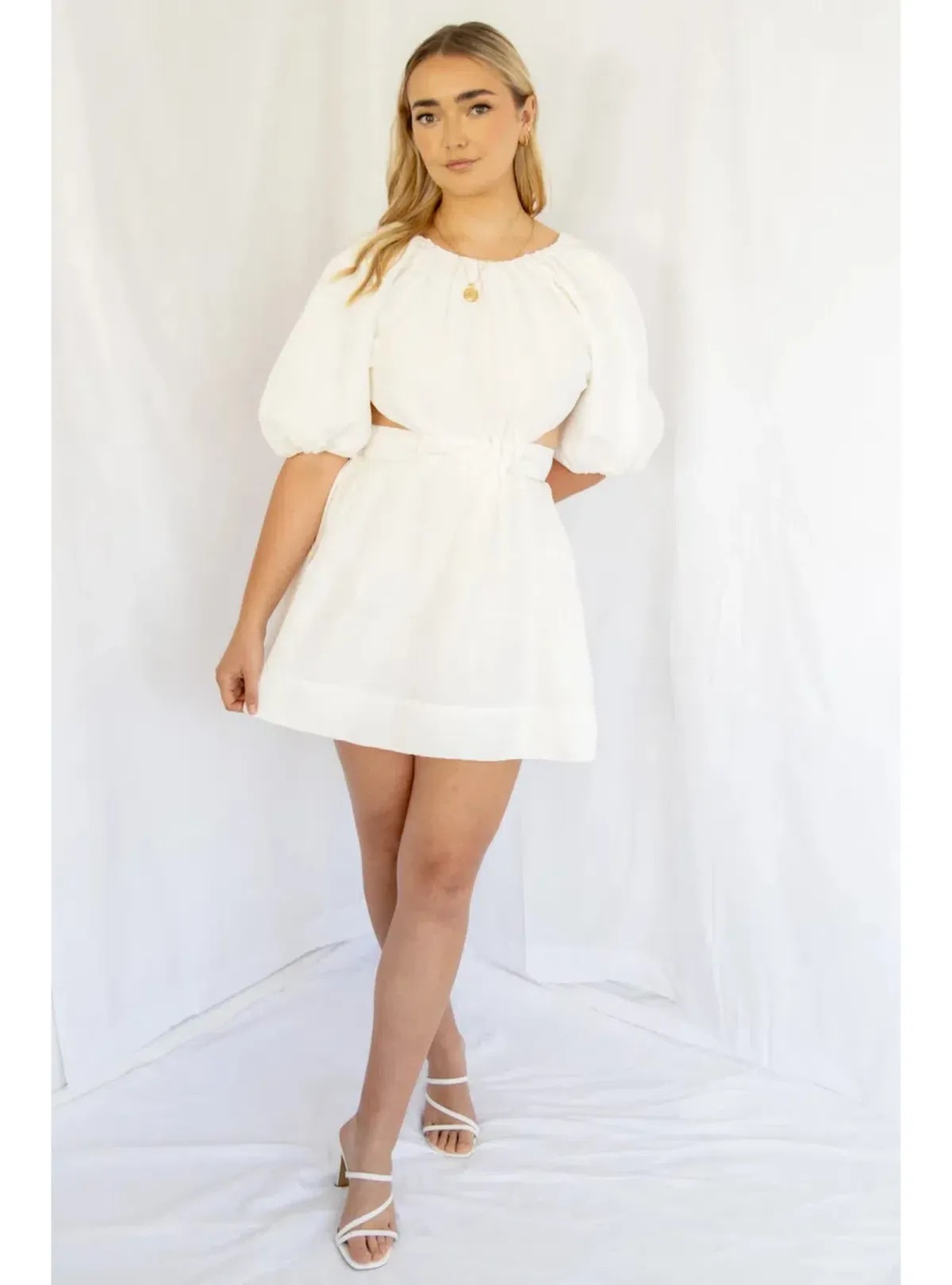 Aje Mimosa Cut Out Mini Dress in Ivory Size AU 6 - Image 5