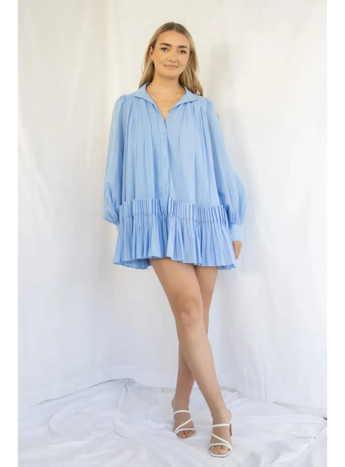 Aje Pavillion Mini Dress in Blue Size AU 8 for rent on The Volte - main image