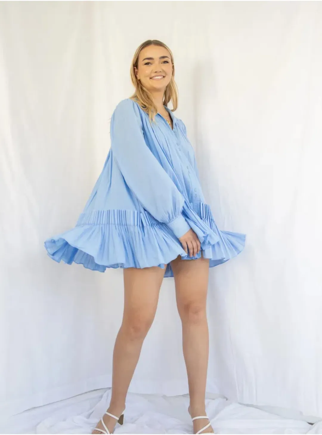 Aje Pavillion Mini Dress in Blue Size AU 8 for rent on The Volte - main image