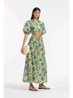 Sir the Label Celia Puff Sleeve Midi Dress Blue Size AU 6 for rent on The Volte - image 1