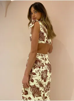 Sir The Label Rei Knot Midi Dress Citrus Lilium Print Size AU 8 for rent on The Volte - image 3