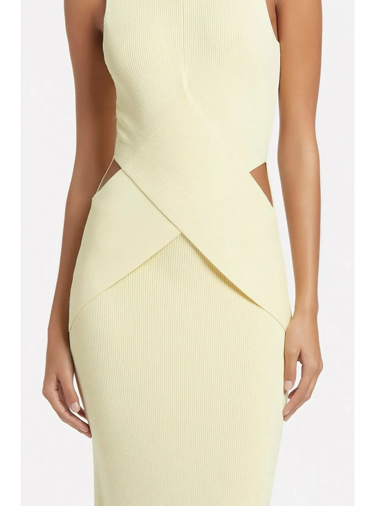 Sir the Label Kelvin Draped Midi Dress in Lemon Size AU 8 - Image 3