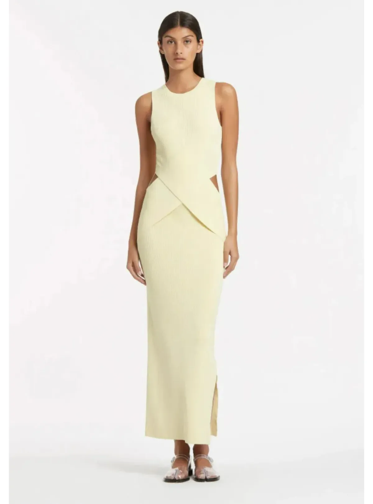 Sir the Label Kelvin Draped Midi Dress in Lemon Size AU 8 for rent on The Volte - main image