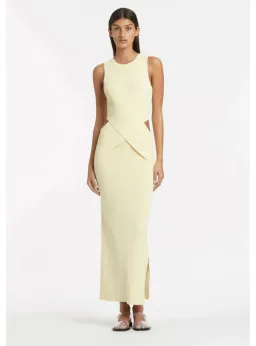 Sir the Label Kelvin Draped Midi Dress in Lemon Size AU 8 for rent on The Volte - image 1
