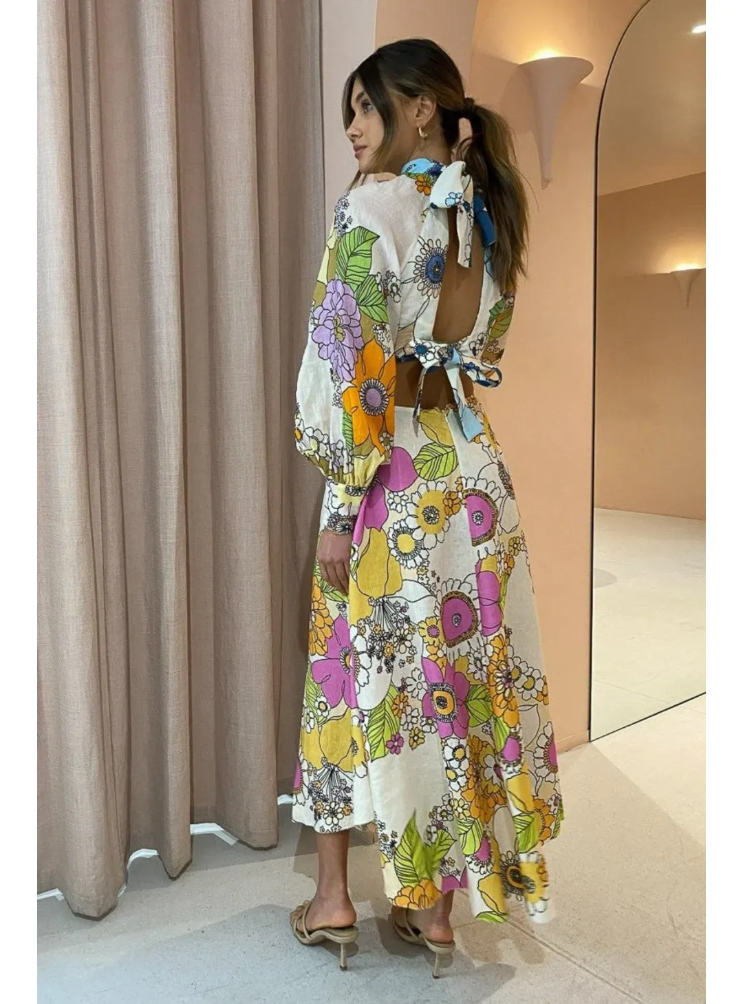 Alemais Farrah Cut Out Midi Dress In Multi Size AU 10 for rent on The Volte - main image