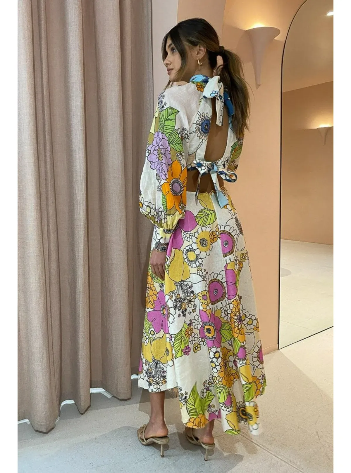 Alemais Farrah Cut Out Midi Dress In Multi Size AU 10 - Image 2