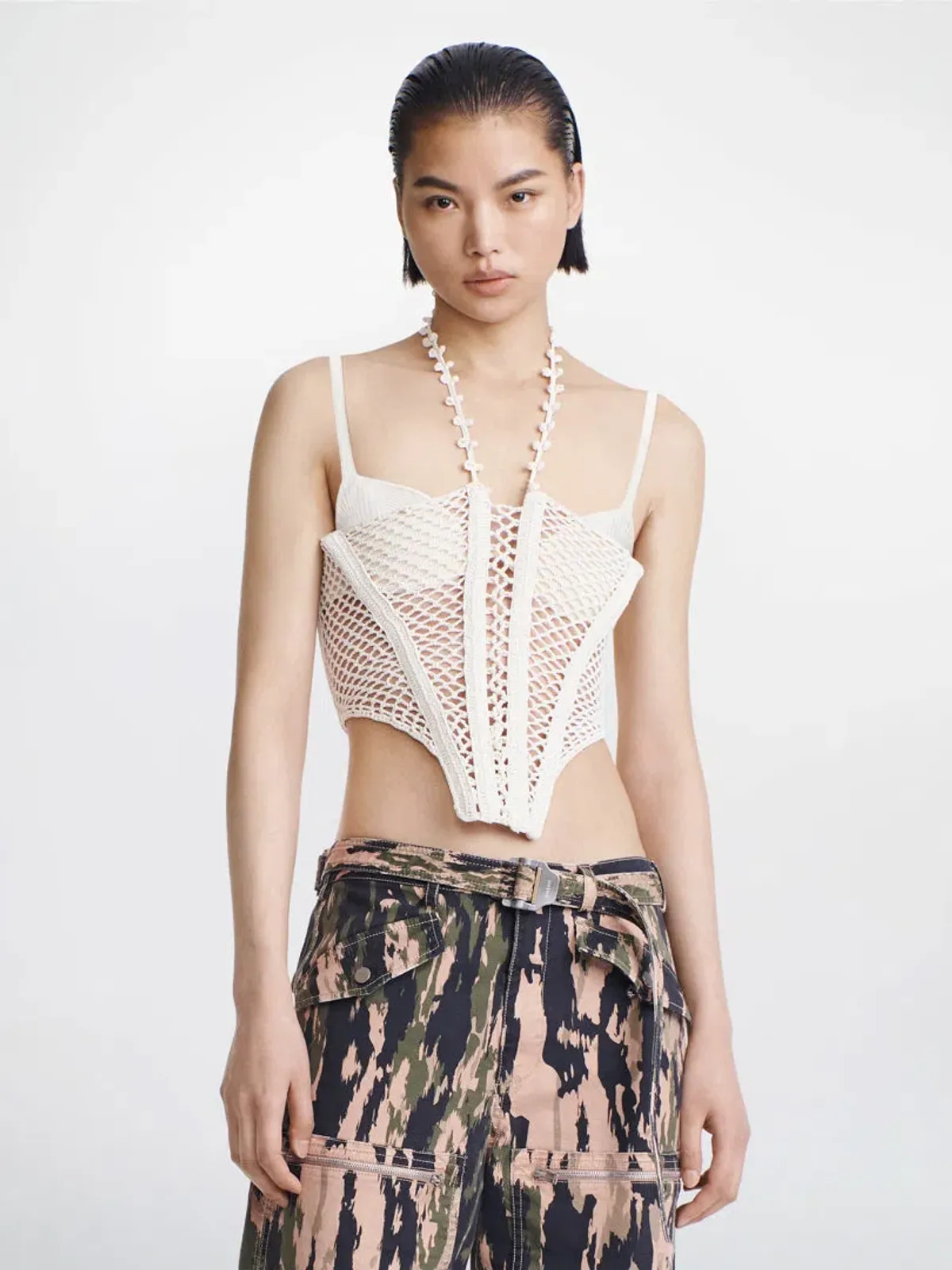 Dion Lee Coral Crochet Corset Cream Size 6 - Image 2