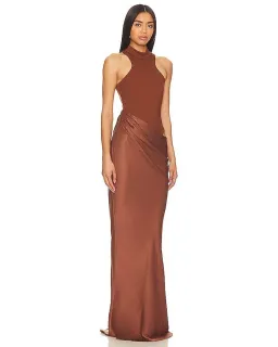 Camila Coelho Estrella Maxi Dress Nutshell Brown Size S / AU 8 for rent on The Volte - image 3