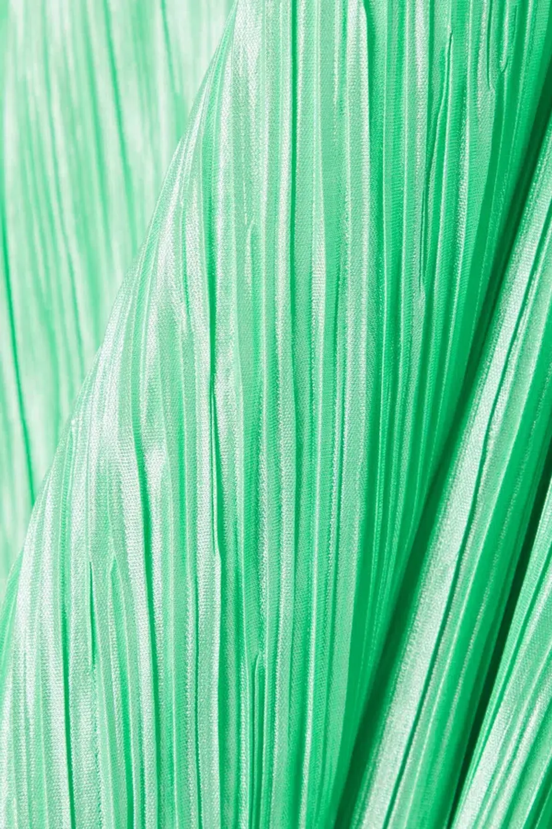 LoveShackFancy Julissa Plissé Satin Halterneck Maxi Dress In Light Emerald Size S / AU 8 for rent on The Volte - main image