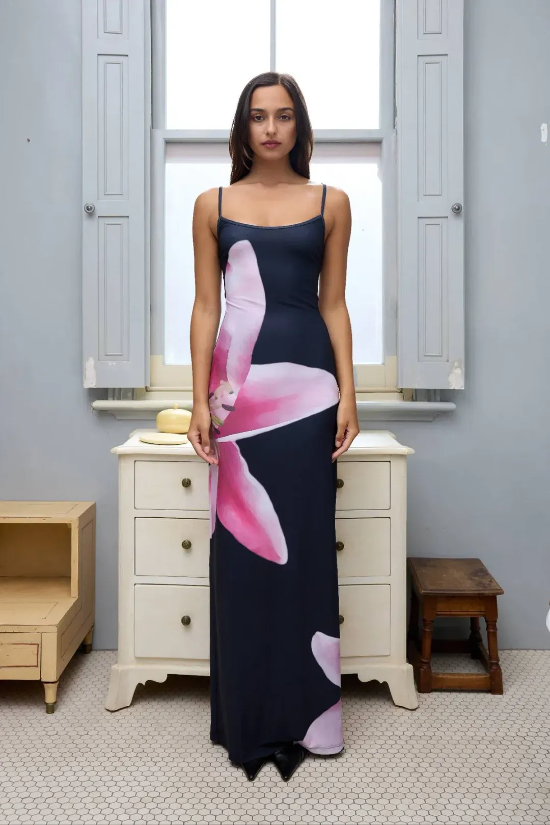 With Harper Lu Slip Dress in Pink Lily Floral Size S / AU 8 for rent on The Volte - main image