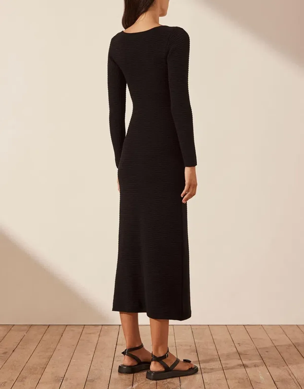 Shona Joy Eve Long Sleeve Keyhole Midi Dress Black Size XS (AU 6) - Image 3